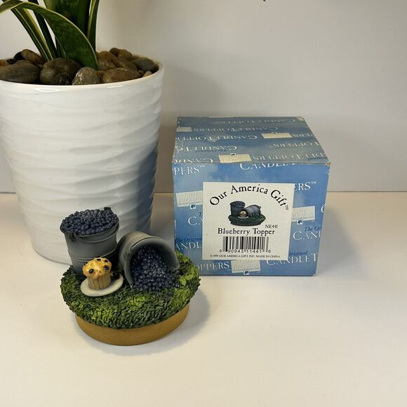 Vintage 1999 Blueberry 3” Candle Topper Our America Gift, New In Box - Picture 4 of 7